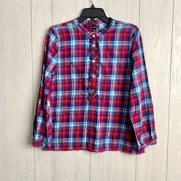 J. Crew Mercantile Multicolor Plaid Long Sleeve Top Size Medium - Picture 1 of 4